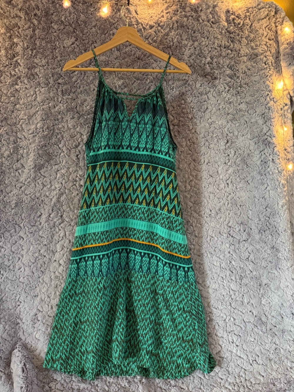 Green geometric dress | Prana Medium